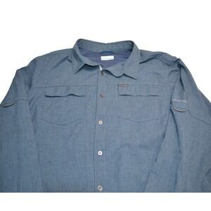 Columbia Men's Size XL Long Sleeve Button Up Shirt Blue Outdoor Travel Casual